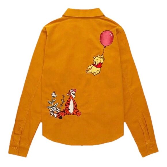Disney Winnie The Pooh Corduroy Embroidered Button Down Shirt - Orange XL - Picture 2 of 11